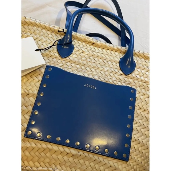 Isabel Marant - Large Raffia Cadix Tote - Blue Leather - Picture 3 of 7